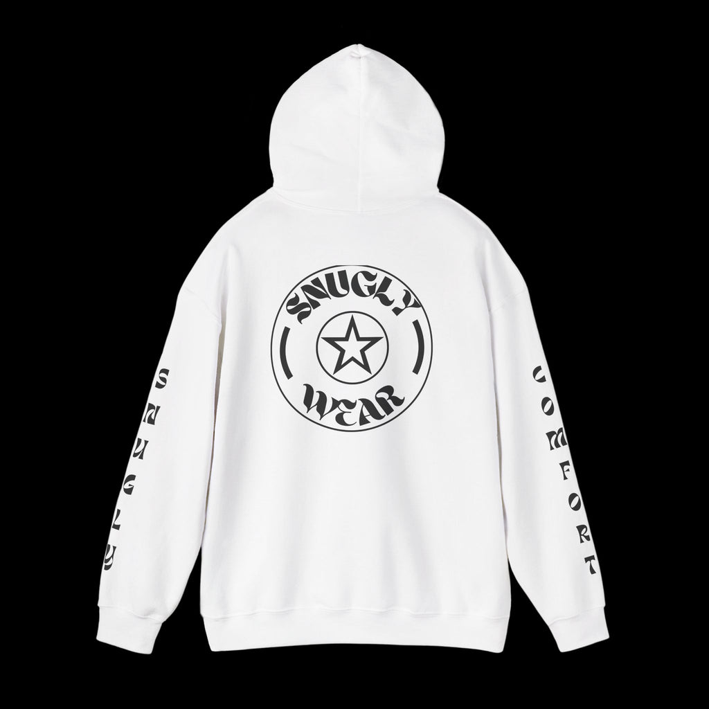 Snugly Wear Hoodie — White Graphic Hooded Sweatshirt