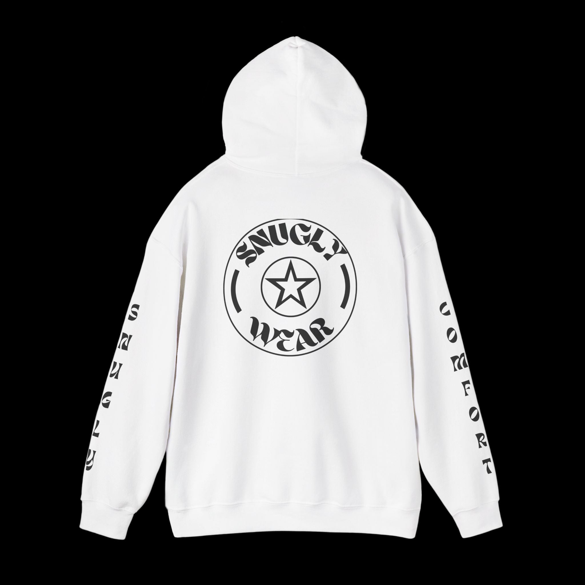 Snugly Wear Hoodie — White Graphic Hooded Sweatshirt